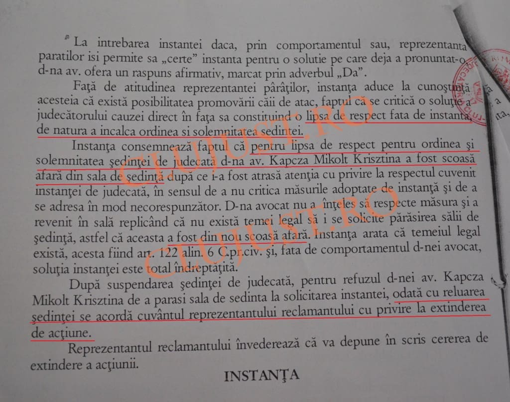 incheiere de sedinta scandal avocat-judecator