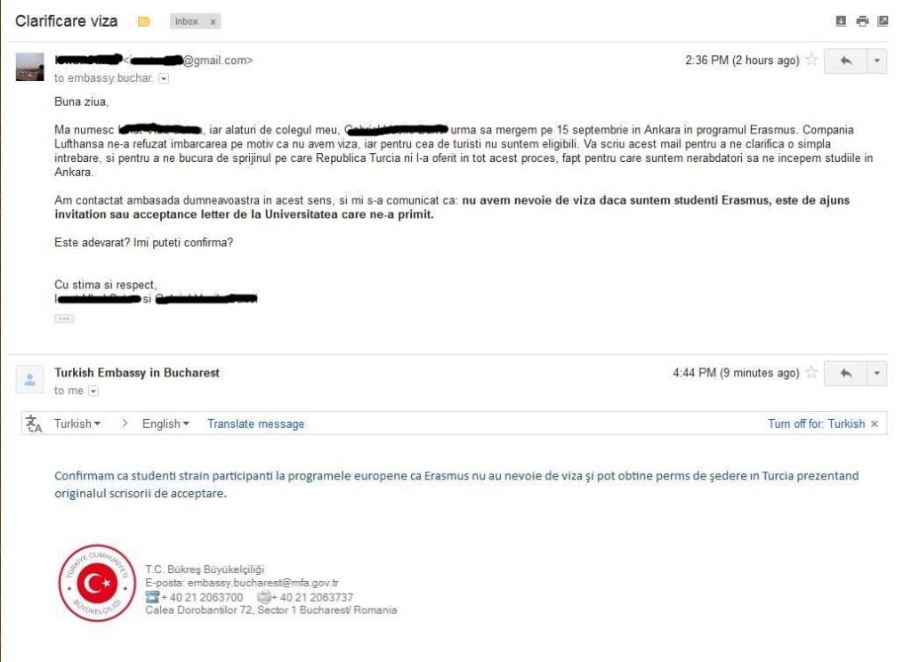 discutie student viza turcia